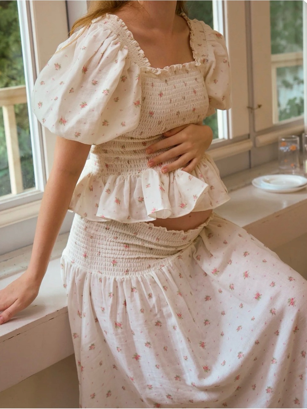 Nothing Fits But FLEUR BLOUSE & SKIRT SET | S/M | Worn Once for Maternity Photos
